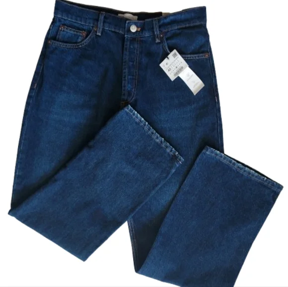 Zara High Rise Straight Ankle Denim Jean Size 8 NEW NWT All Cotton - Picture 5 of 10